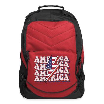 America Patriotic Lightning Bolt Flag  - Computer Backpack - red - Front