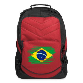 Distressed Brazil Flag BR - Computer Backpack - red - Front
