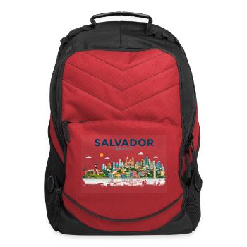 Salvador Bahia Brazil Cityscape Art - Computer Backpack - red - Front