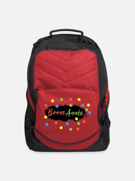 "Bonne Année"/ Happy New Year - Computer Backpack - red