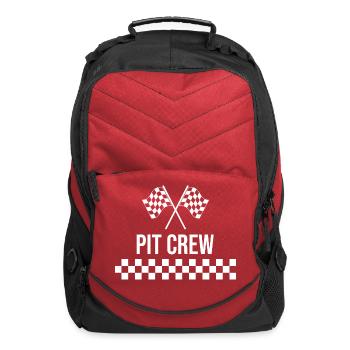 Pit Crew Checkered Race Flag - Computer Backpack - red - Front