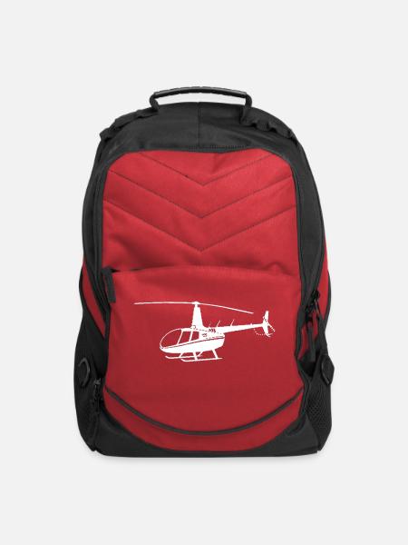 Helicopter Silhouette Flight - Computer Backpack - red