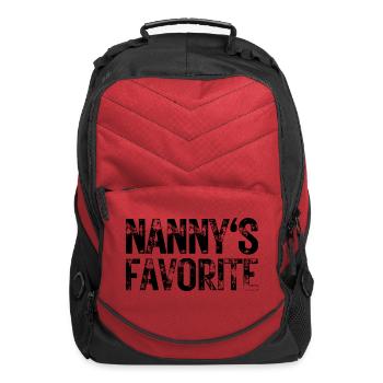 Nanny's Favorite (Heavily Distressed Black Font)  - Computer Backpack - red - Front