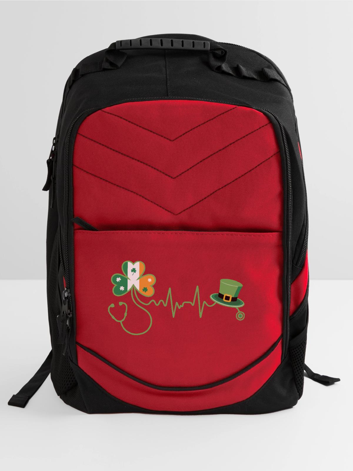 Stethoscope Shamrock Heartbeat - Computer Backpack - red - Front