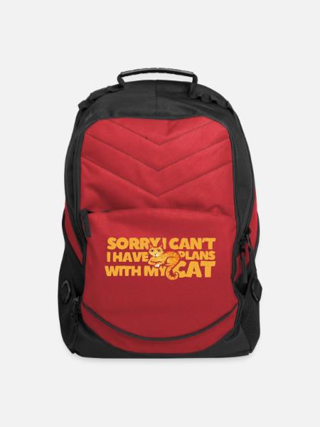 Sorry I Can t I Have Plans With My Cat - Computer Backpack - red