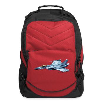 A pixel art of a air fighter - Computer Backpack - red - Front