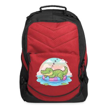 Pastel Alligator Dozing on Float - Computer Backpack - red - Front
