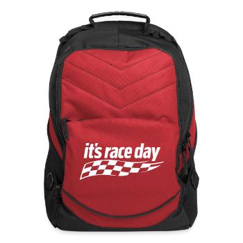 It's Race Day Checkered Emblem - Computer Backpack - red - Front