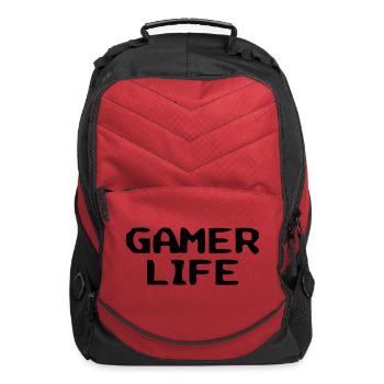  Casual Gamer Life Typography - Computer Backpack - red - Front