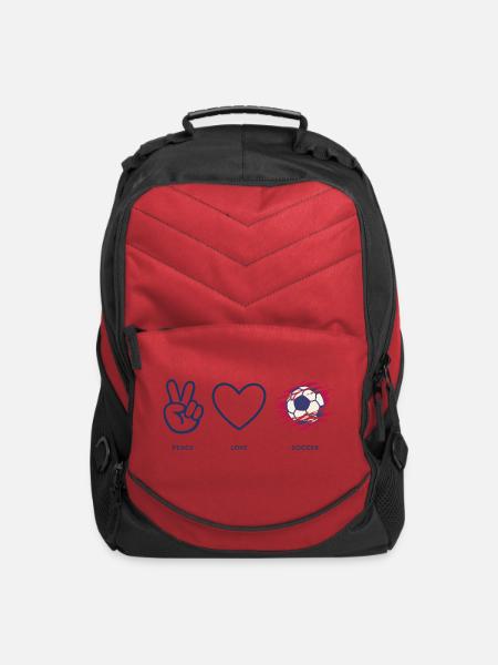 Peace, Love, Soccer World Cup - Computer Backpack - red