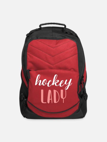 Hockey Lady Hockey Girl - Computer Backpack - red