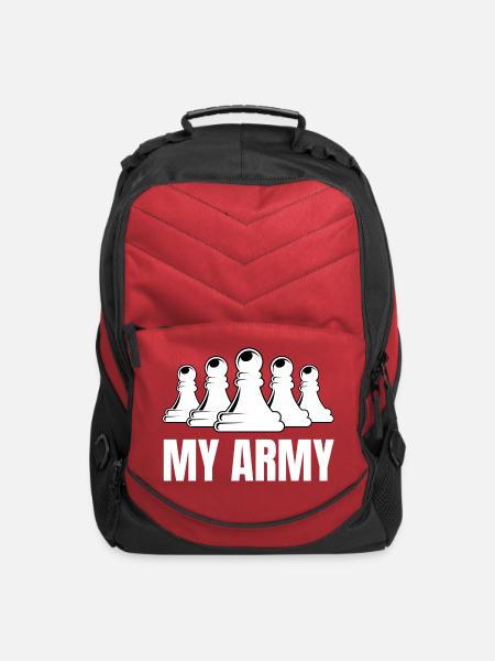 Chess Pawn Army Tactics Sport Nerd Funny Checkmate - Computer Backpack - red