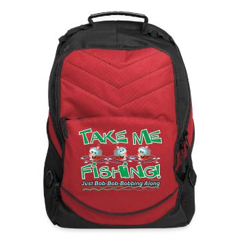 Humorous Fishing Cartoon Design - Computer Backpack - red - Front