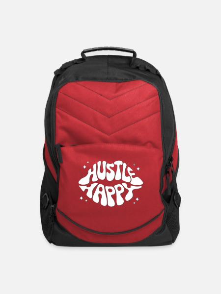HUSTLE HAPPY - Computer Backpack - red