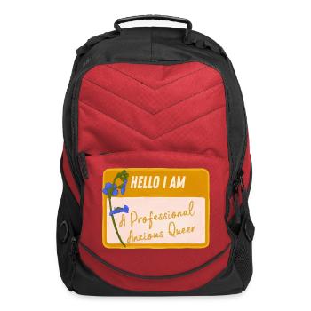 Hello I Am A Professional Anxious Queer - Computer Backpack - red - Front