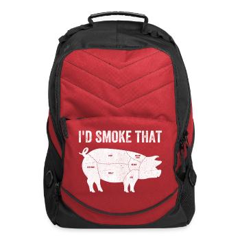 I d Smoke That Spare Ribs Loin Blade Pig Butcher - Computer Backpack - red - Front