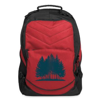 Teal Forest Silhouette - Computer Backpack - red - Front