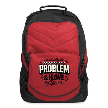 Problem Checkered Bold Text - Computer Backpack - red - Front