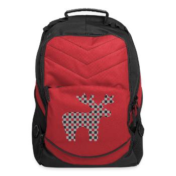 Checker Moose Silhouette - Computer Backpack - red - Front