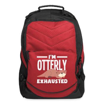 Sea Otter Cartoon Pun Funny - Computer Backpack - red - Front