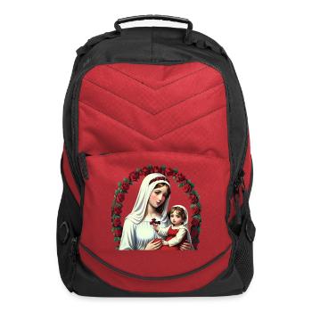 Mother Mary and Baby Jesus with Red Roses - Computer Backpack - red - Front