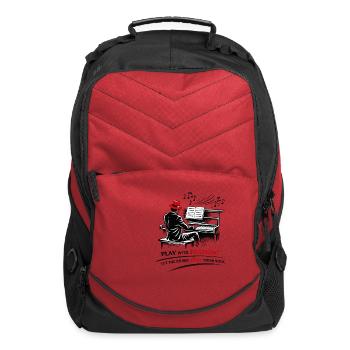 Vintage Jazz Pianist Line Art - Computer Backpack - red - Front