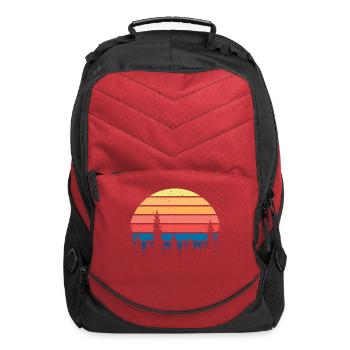 Retro Vintage Pine Trees - Computer Backpack - red - Front