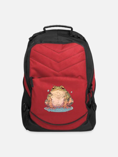 Quirky Fat Anime Frog - Computer Backpack - red