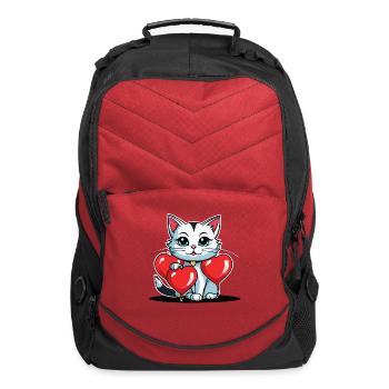 Cat Heart - Valentine's Day - Computer Backpack - red - Front
