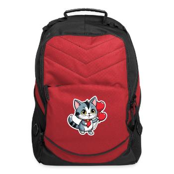 Cat Heart - Valentine's Day - Computer Backpack - red - Front