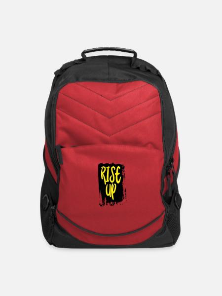 Rise Up Bold Neon Script - Computer Backpack - red