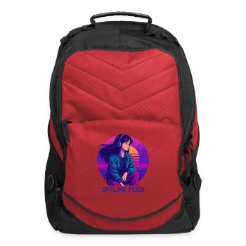 Retro Neon Offline Mode Illustration - Computer Backpack - red - Front