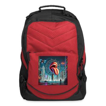 Cyberpunk Pop Art – Futuristic Neon Cityscape - Computer Backpack - red - Front