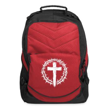 Religious Cross with Crown of Thorns - Computer Backpack - red - Front