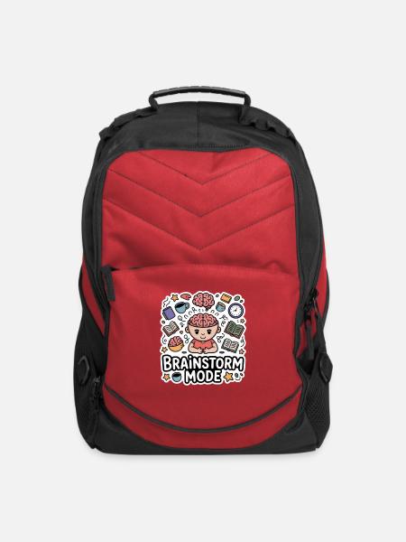 Brainstorm Mode Cartoon- Overthinking Design - Computer Backpack - red