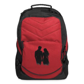 Romantic Silhouette Couple with Red Hearts - Computer Backpack - red - Front