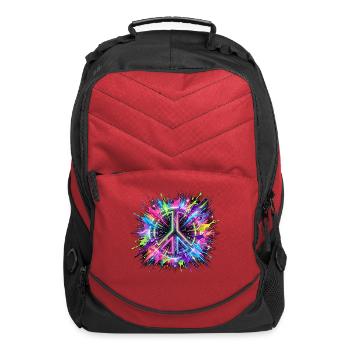 Neon Splash Peace Symbol - Computer Backpack - red - Front