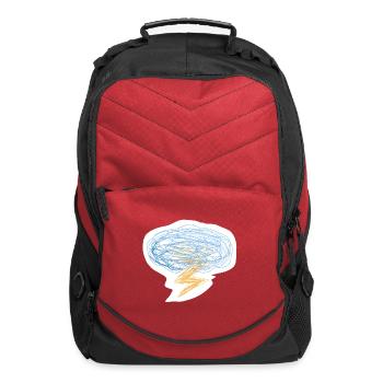 Hand Drawn Storm Cloud Lightning Bolt Sketch Art W - Computer Backpack - red - Front