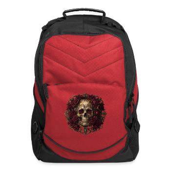 Vintage Skull and Roses - Computer Backpack - red - Front
