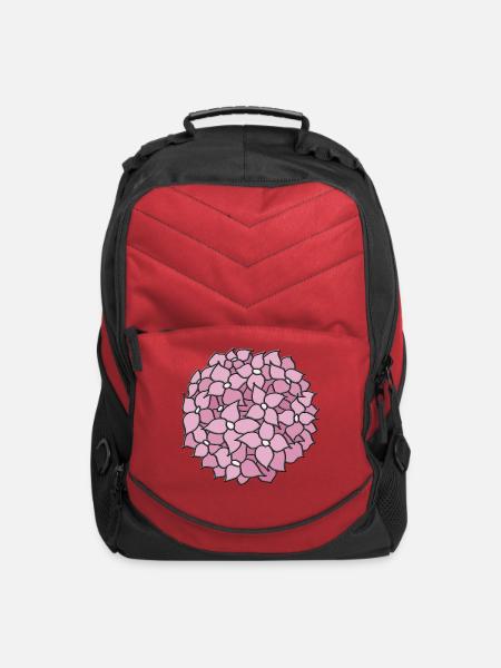 Pale Pink Hydrangea (Small) - Computer Backpack - red