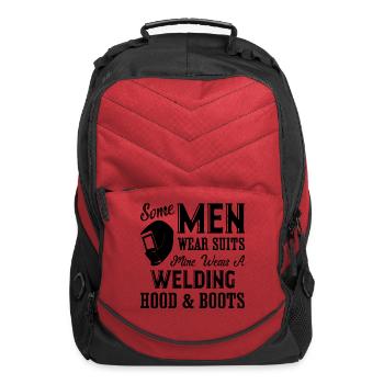 Some men wear suits mine wears a welding hood - Computer Backpack - red - Front