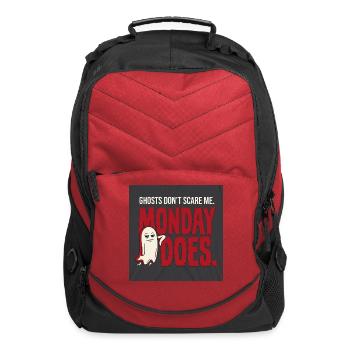 Retro Funny Halloween Ghost Monday Shirt - Computer Backpack - red - Front