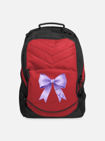Lavender Bow Stethoscope - Computer Backpack - red