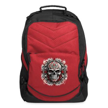 Vector illustration skull has a tribal pattern - Computer Backpack - red - Front
