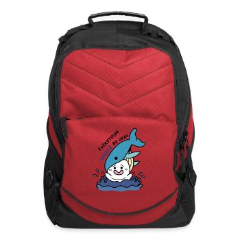 Everything Whale Be Okay - Funny Whale Pun Doodle - Computer Backpack - red - Front
