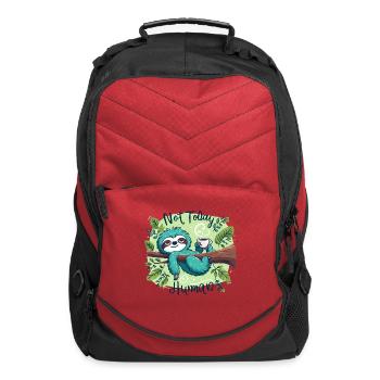 Not Today Sloth: Cozy Coffee Morning - Computer Backpack - red - Front