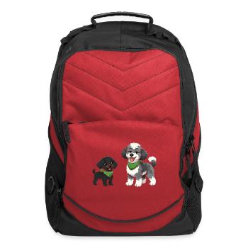 Poodle Duo Bandana Charm - Computer Backpack - red - Front