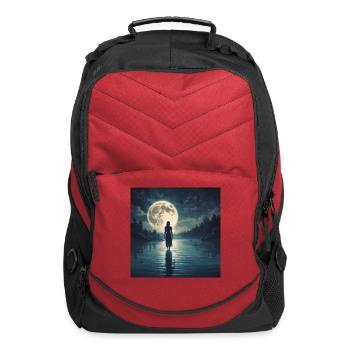 Moonlit Lake Silhouette - Computer Backpack - red - Front