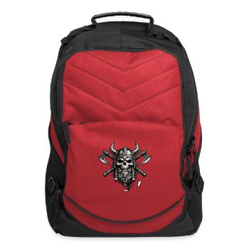 Viking Skull Axes Emblem - Computer Backpack - red - Front