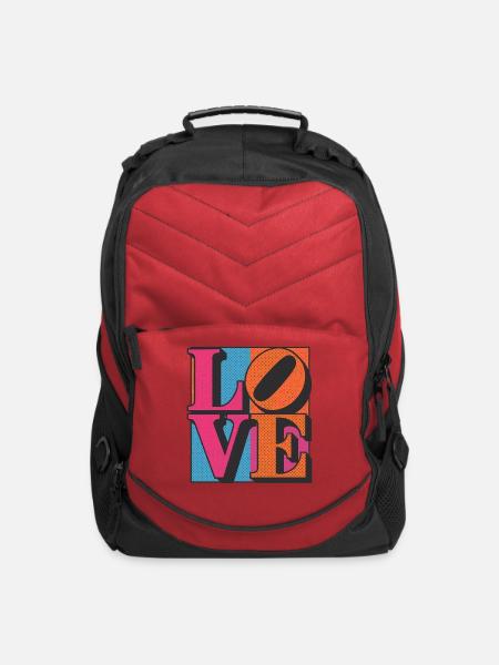 Pop Art Love Block Mosaic - Computer Backpack - red